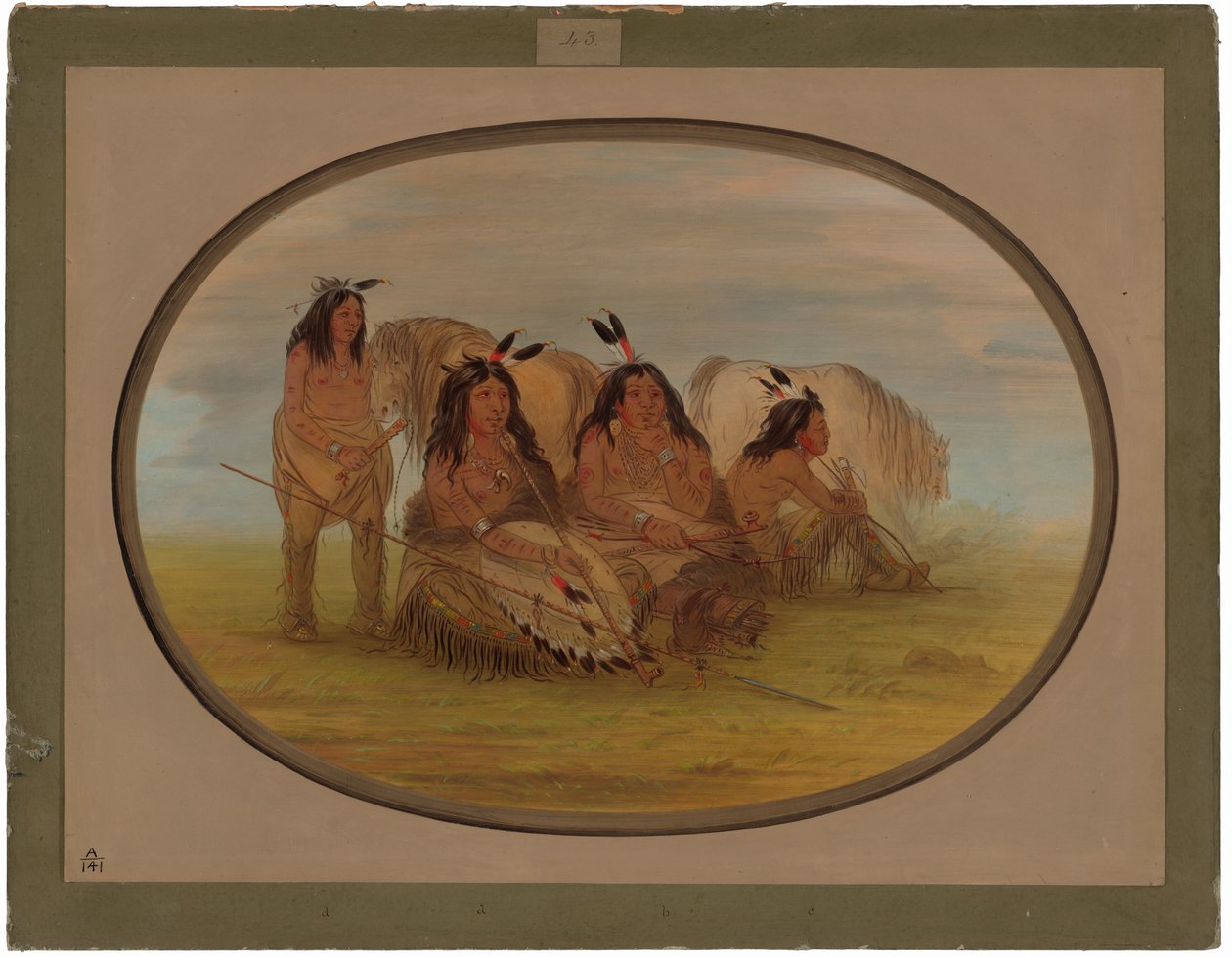 Náčelník komančů se třemi válečníky od George Catlin