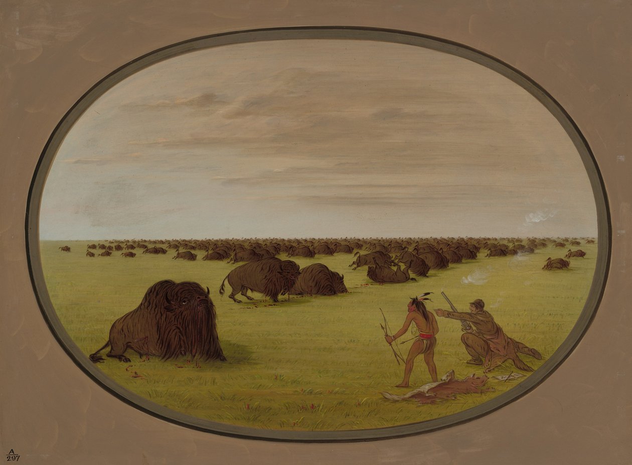 Catlin and Indian Attacking Buffalo, 18611869. od George Catlin