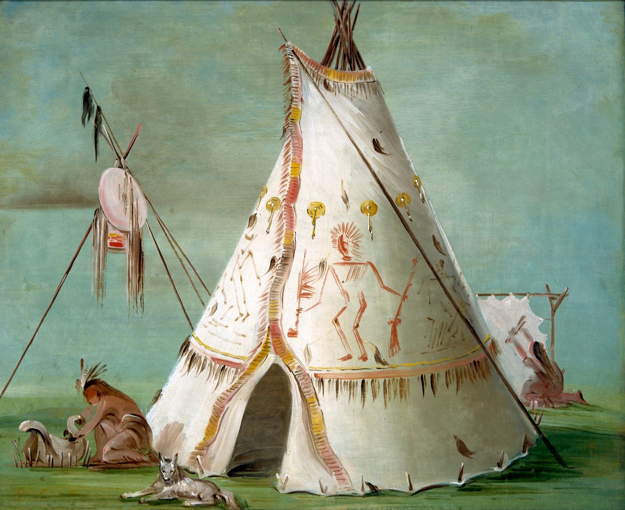 Vraní lóže z pětadvaceti bizoních kůží od George Catlin