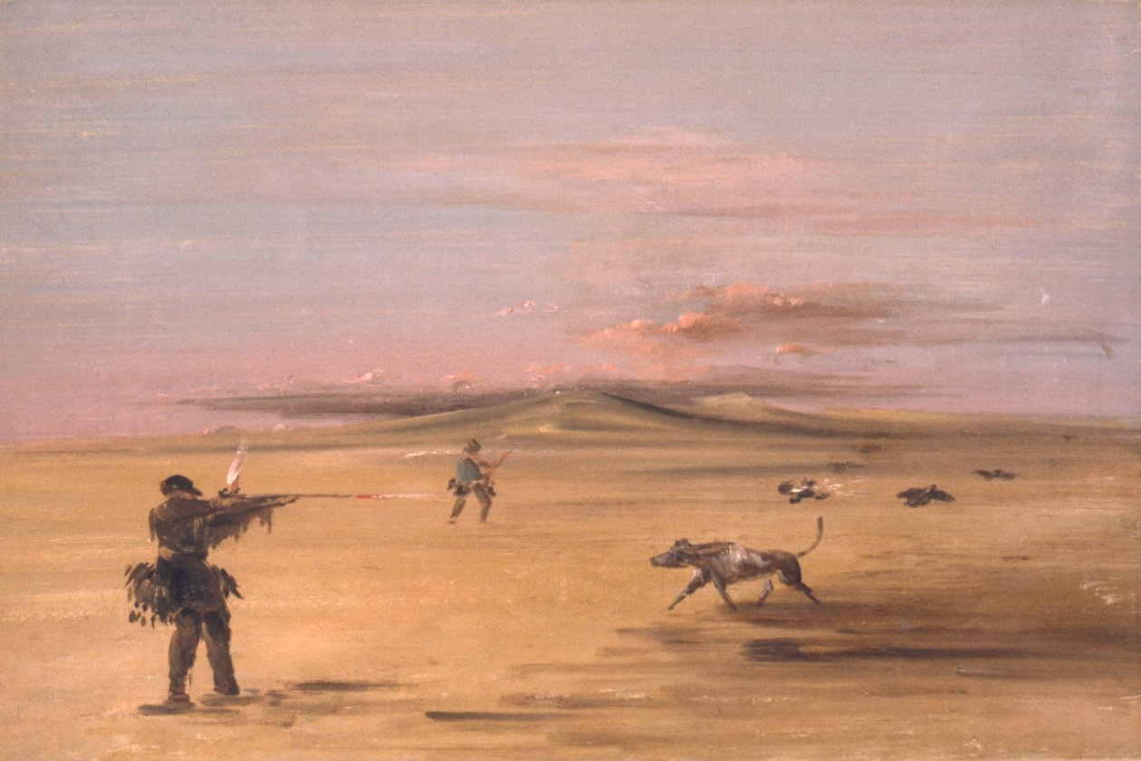 Střelba na tetřeva hlušce v prériích státu Missouri od George Catlin
