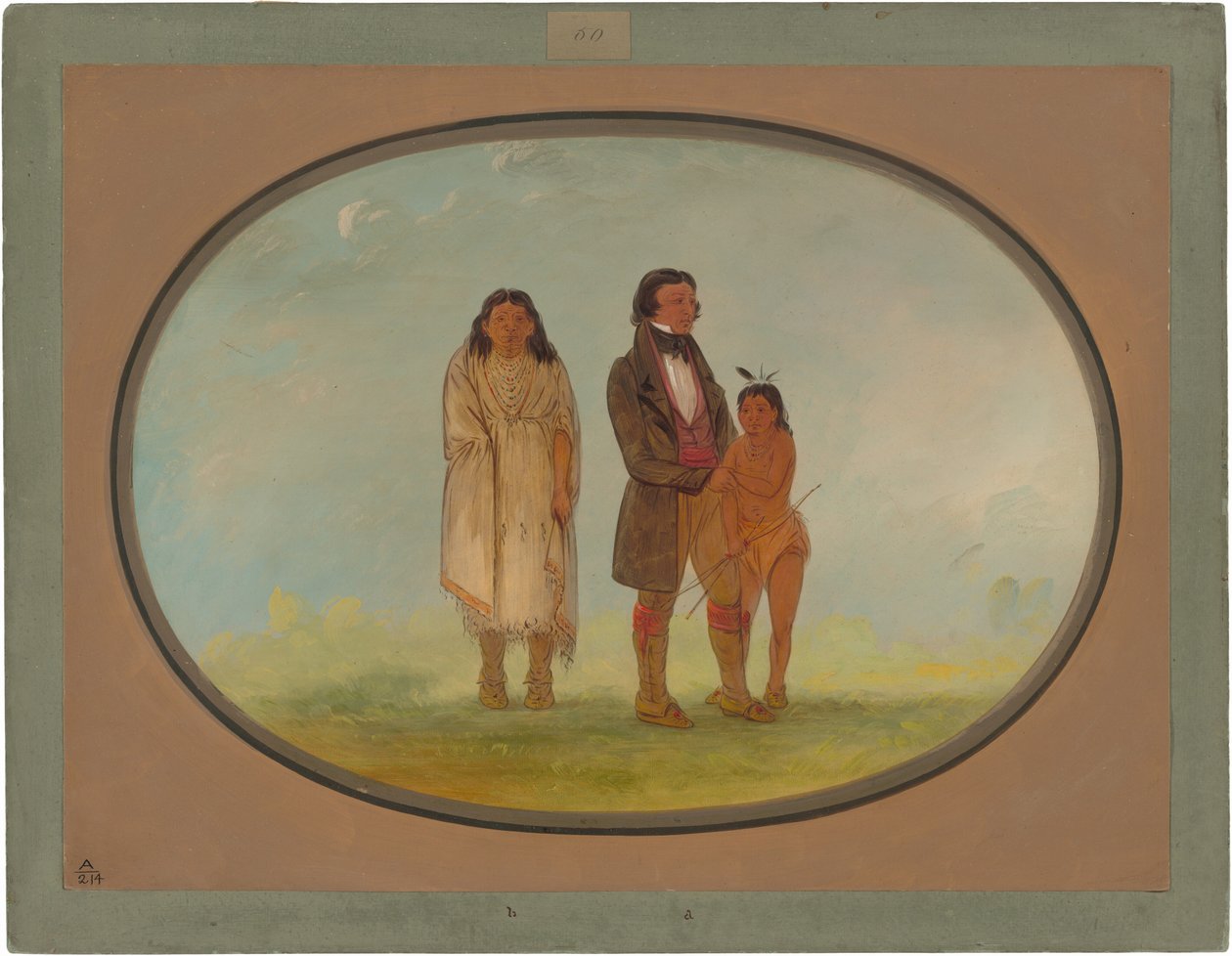 Kaskaskia náčelník, jeho matka a syn od George Catlin