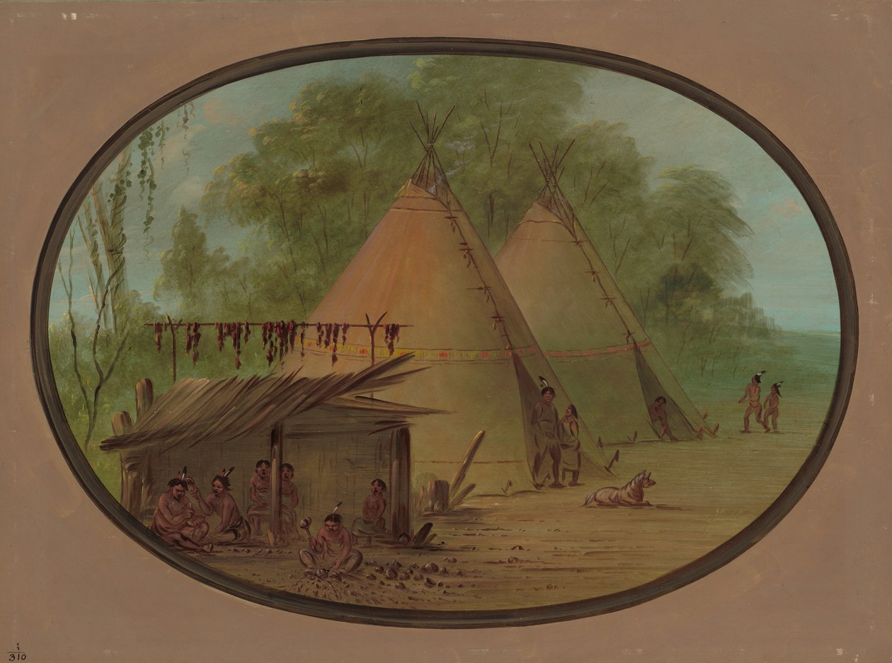 Making Flint Arrowheads - Apačové, 18551869. od George Catlin