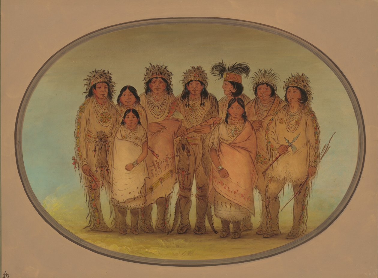 Devět Ojibbeway Indians v Londýně, 18611869. od George Catlin