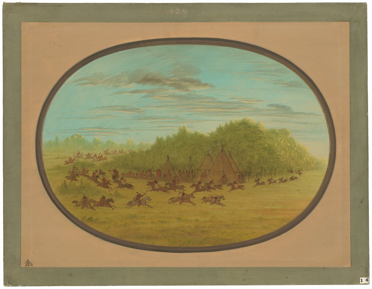 Falešný boj Camanchees od George Catlin