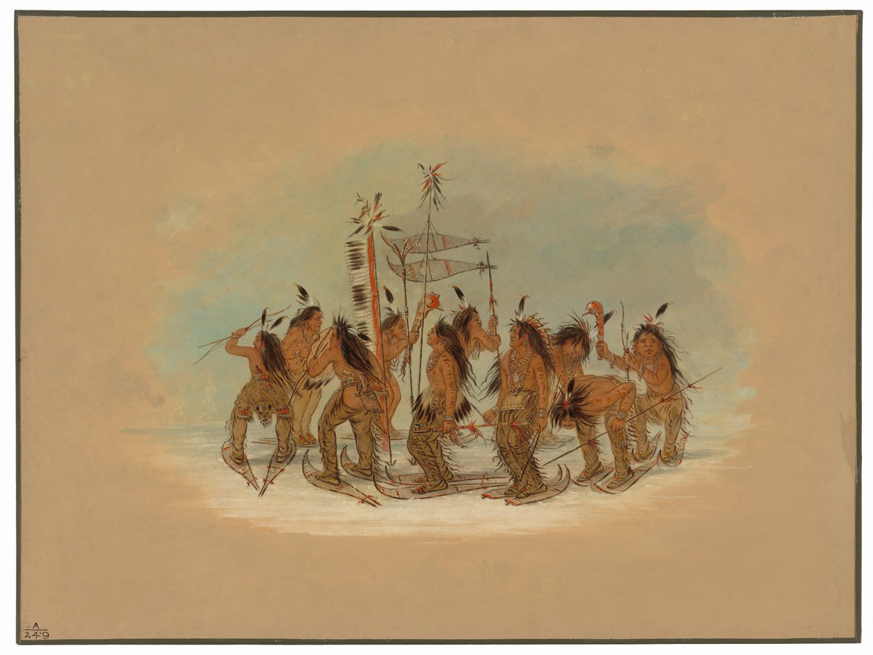Tanec na sněžnicích - Odžibbeway od George Catlin