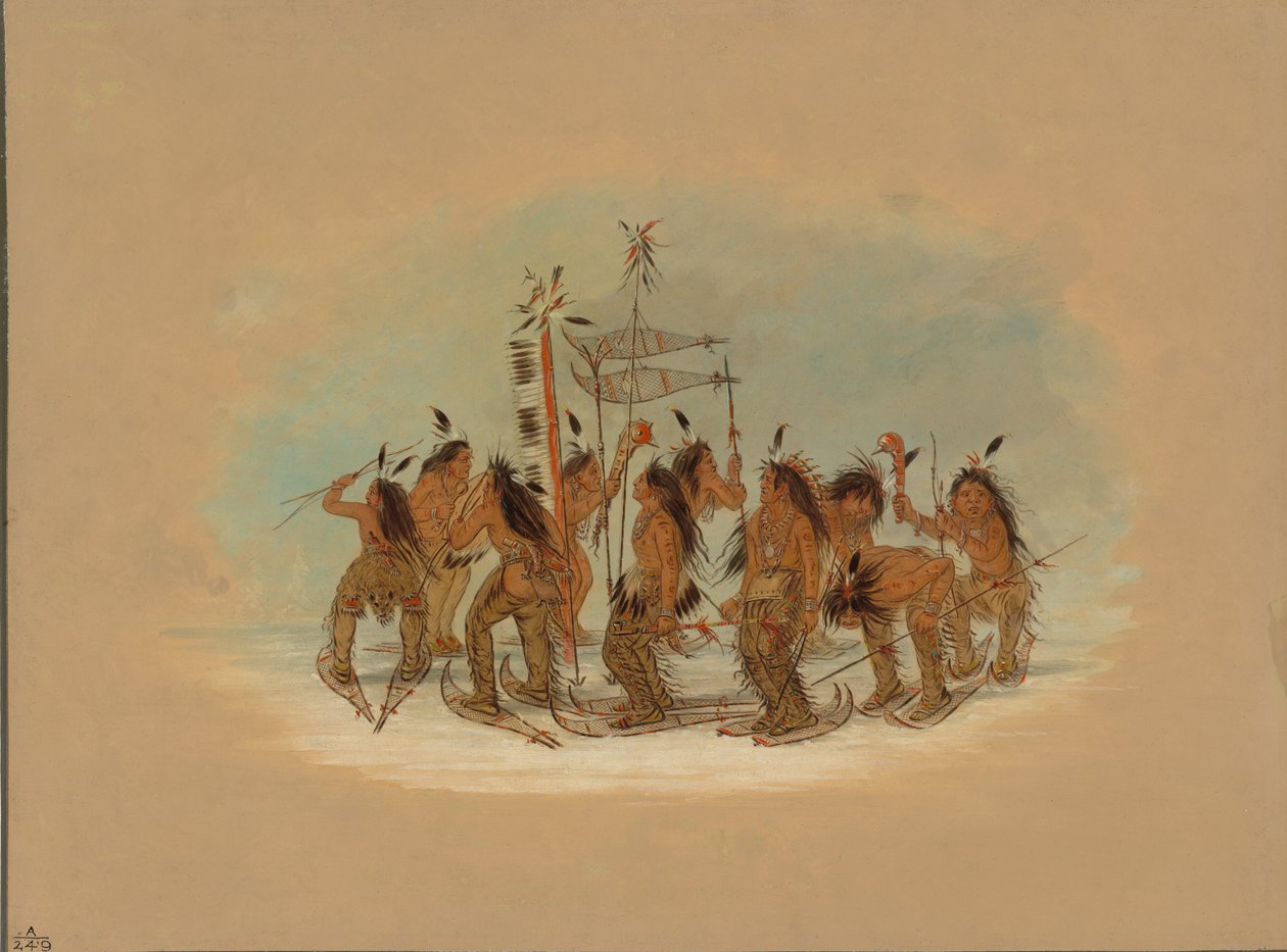 Tanec na sněžnicích - Odžibbeway, 18611869. od George Catlin