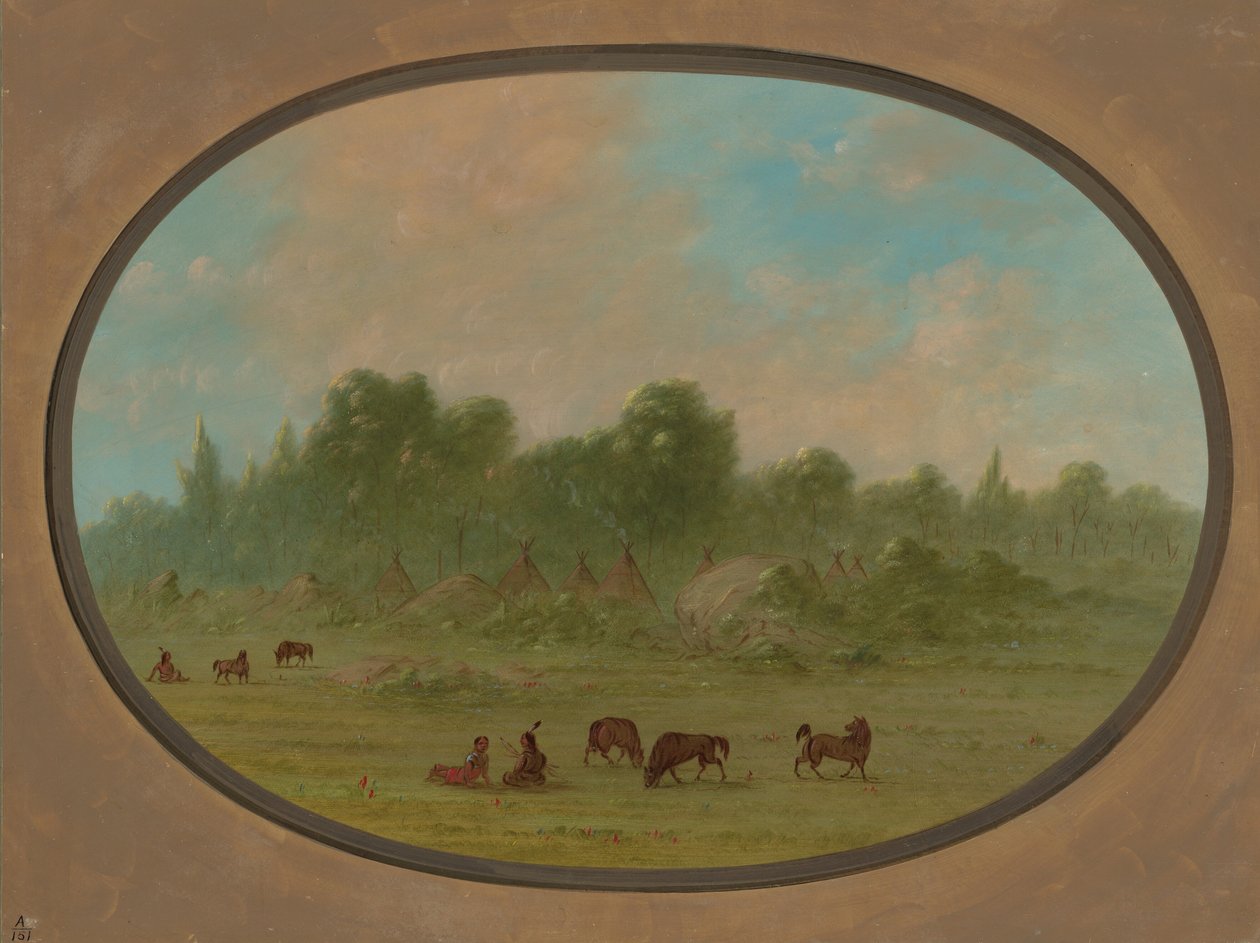 Vesnice Tawahquena, 18611869. od George Catlin