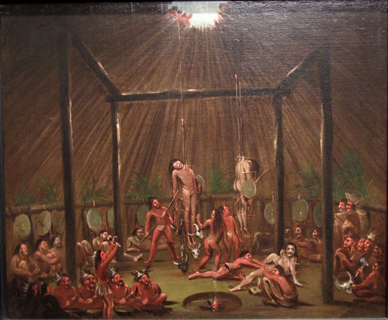 Scéna řezání, obřad Mandan-O-kee-pa od George Catlin