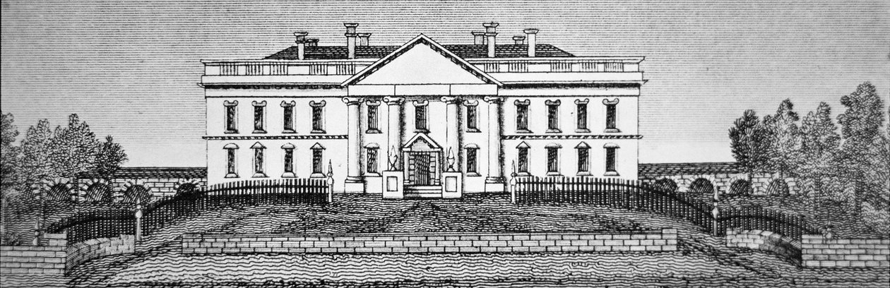 Bílý dům v roce 1820 (rytina) od George Catlin