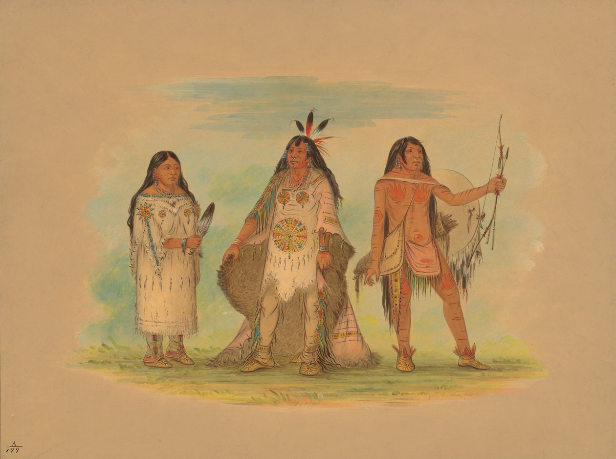 Tři indiáni Minatarree, 1861. od George Catlin