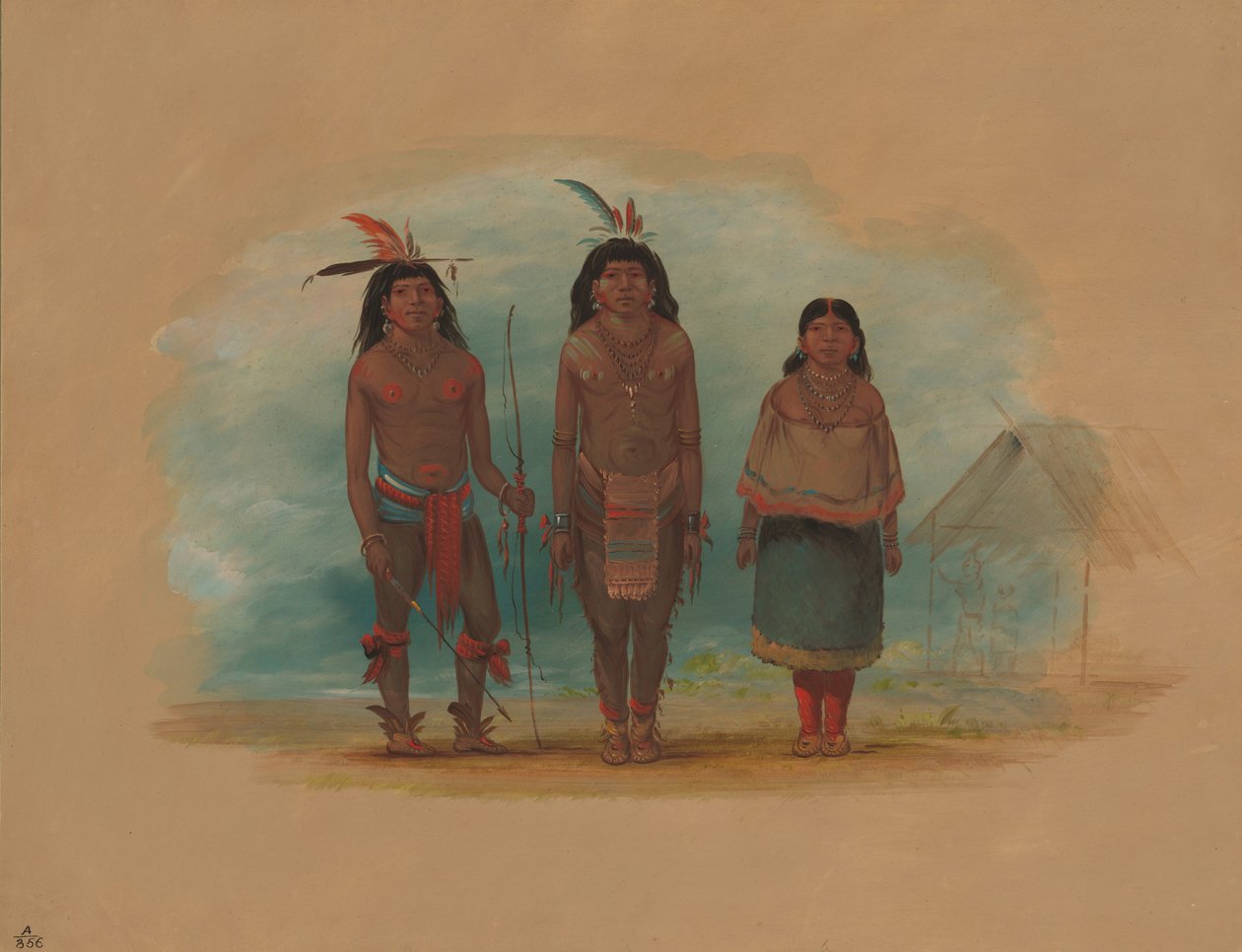 Tři indiáni Taruma, 18541869. od George Catlin