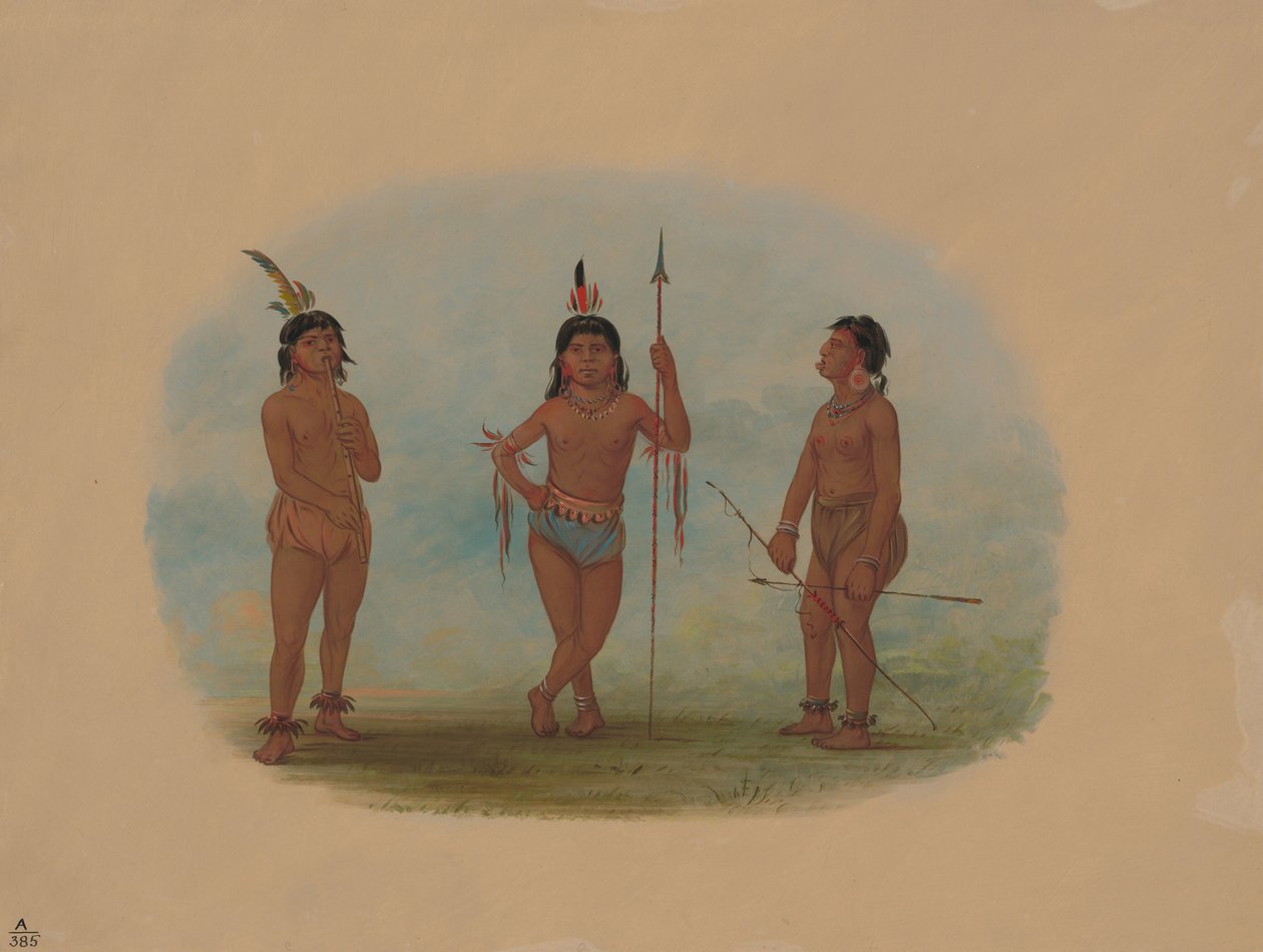 Tři mladí muži Tobos, 18541869. od George Catlin