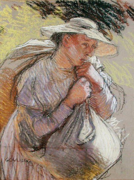 Selská žena (pastel na papíře) od George Clausen