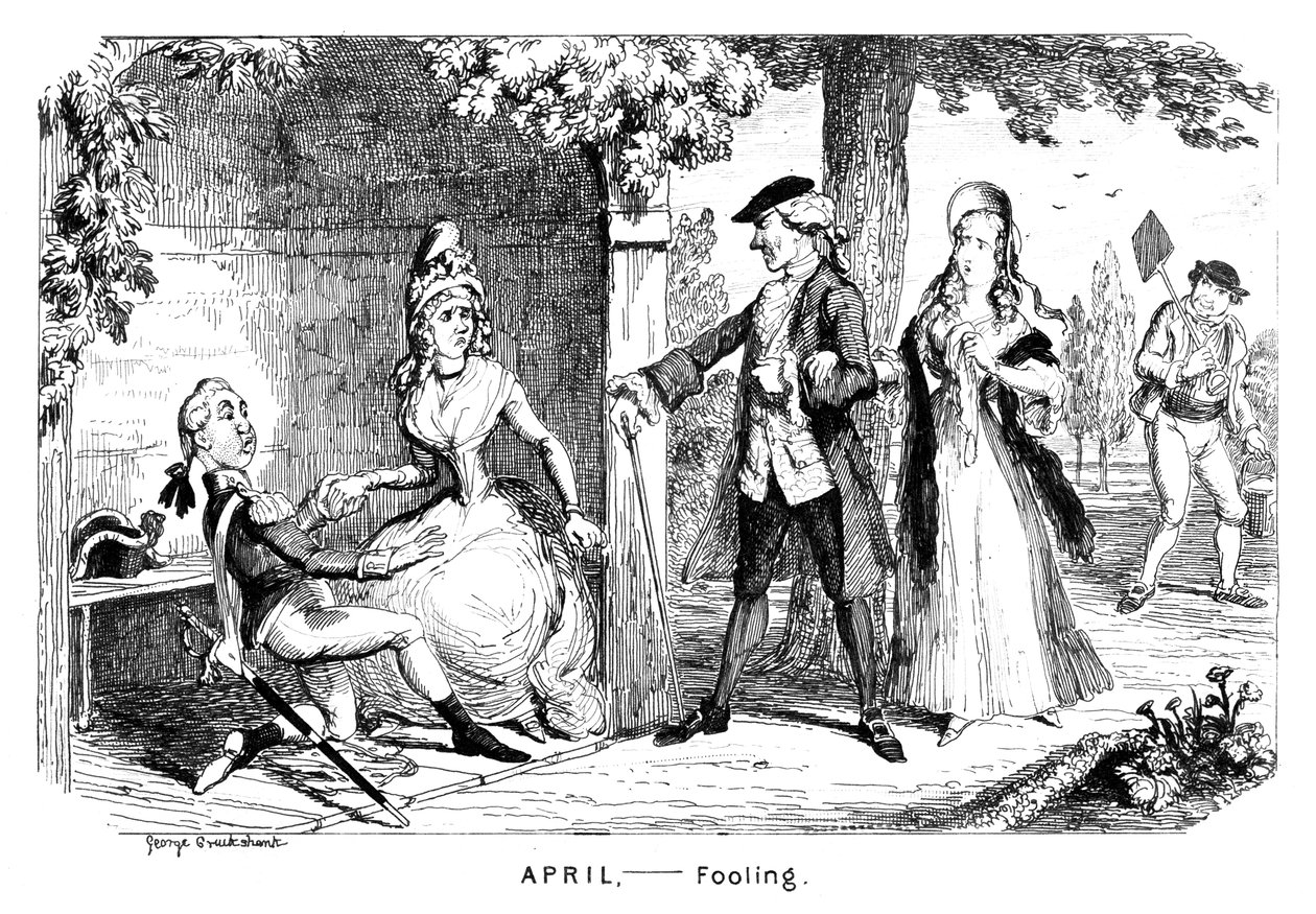 Duben - Blázen, c1839. od George Cruikshank