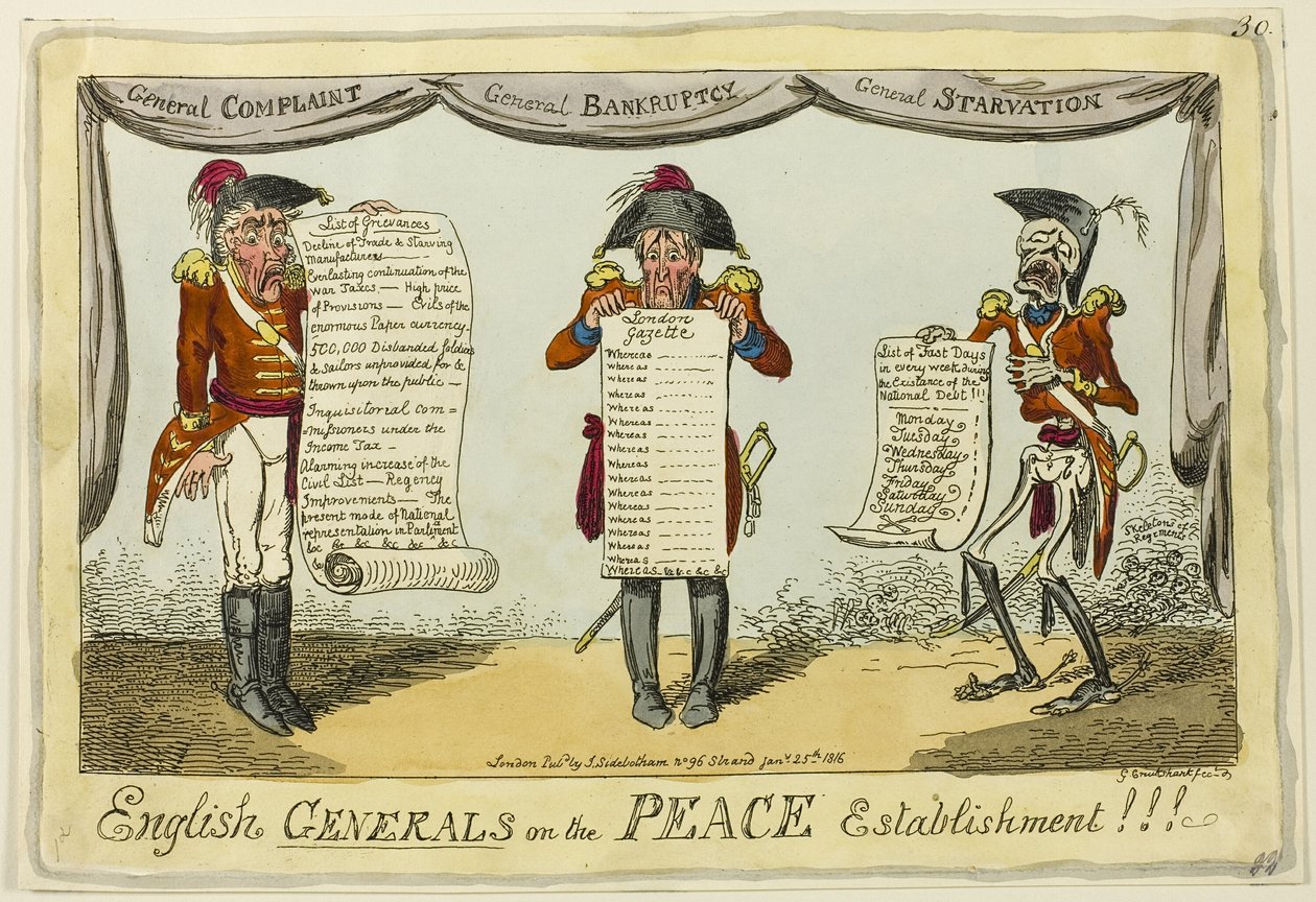 Angličtí generálové o mírovém zřízení!!! od George Cruikshank