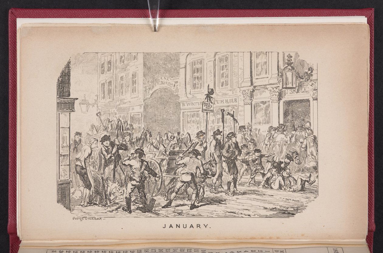 Leden z The Comic Almanack od George Cruikshank