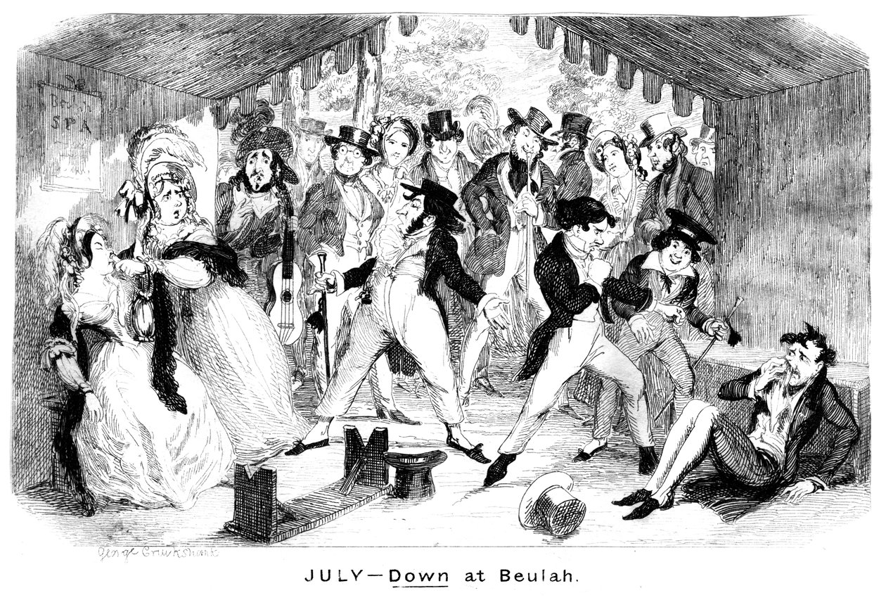 Červenec – Dole v Beulah, 40. léta 19. století. od George Cruikshank