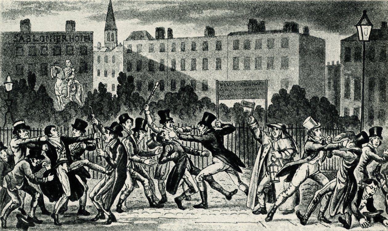 London Street Fight, začátek 19. století. od George Cruikshank