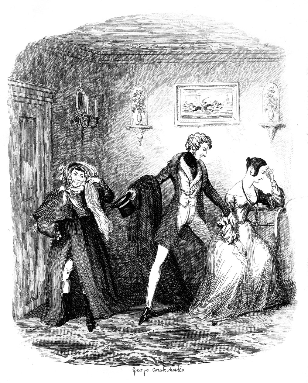 Útěk, počátek poloviny 19. století od George Cruikshank