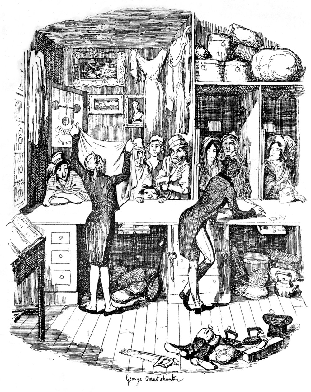 The Pawnbrokers Shop, c1900 od George Cruikshank