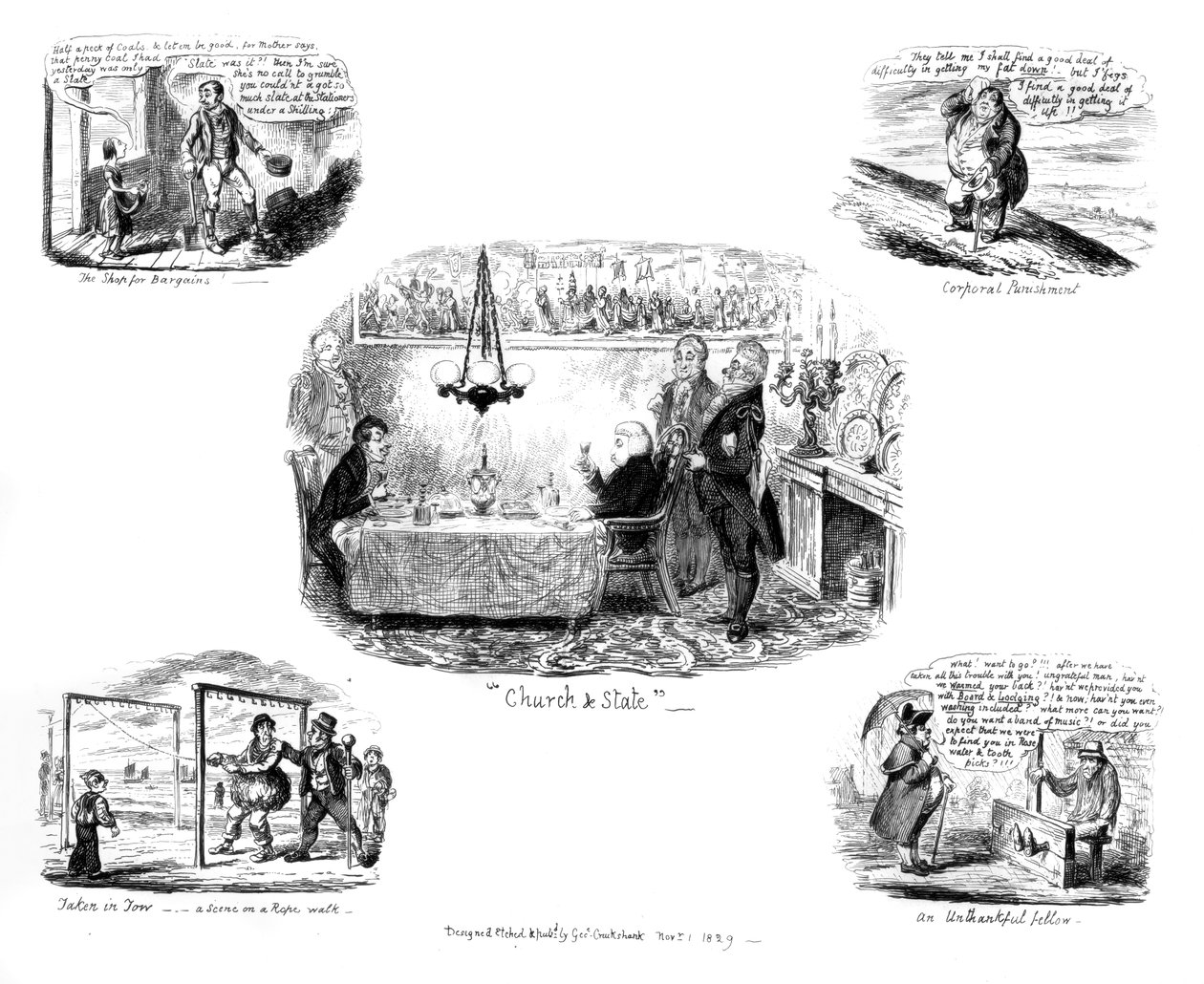 Různé karikatury, 1829. od George Cruikshank