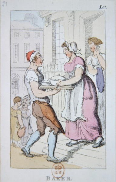 A Baker (barevná rytina) od George Derville Rowlandson