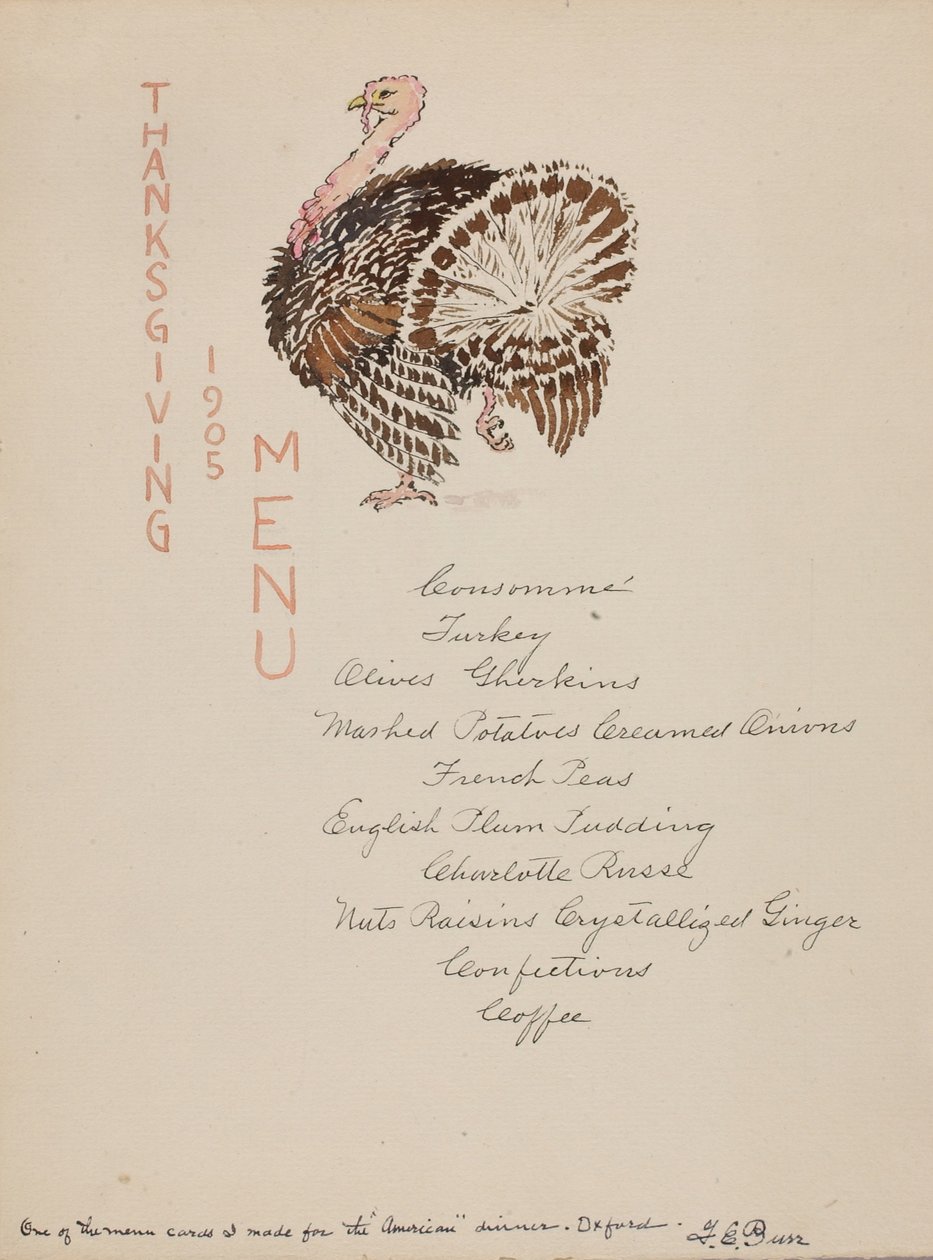 Menu pro Den díkůvzdání od George Elbert Burr