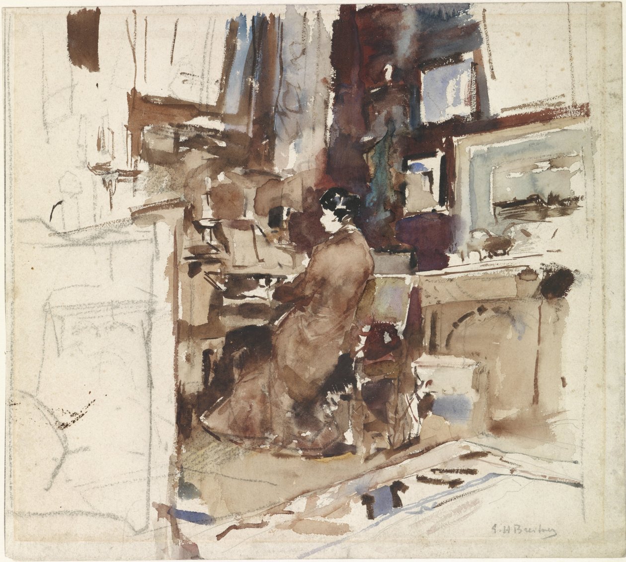 Dáma ve studiu za harmoniem od George Hendrik Breitner
