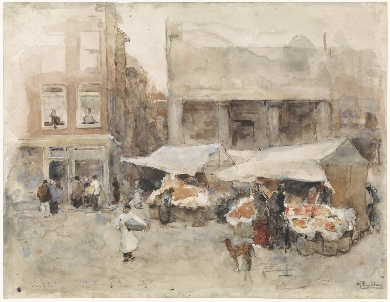 Trh s květinovými stánky od George Hendrik Breitner