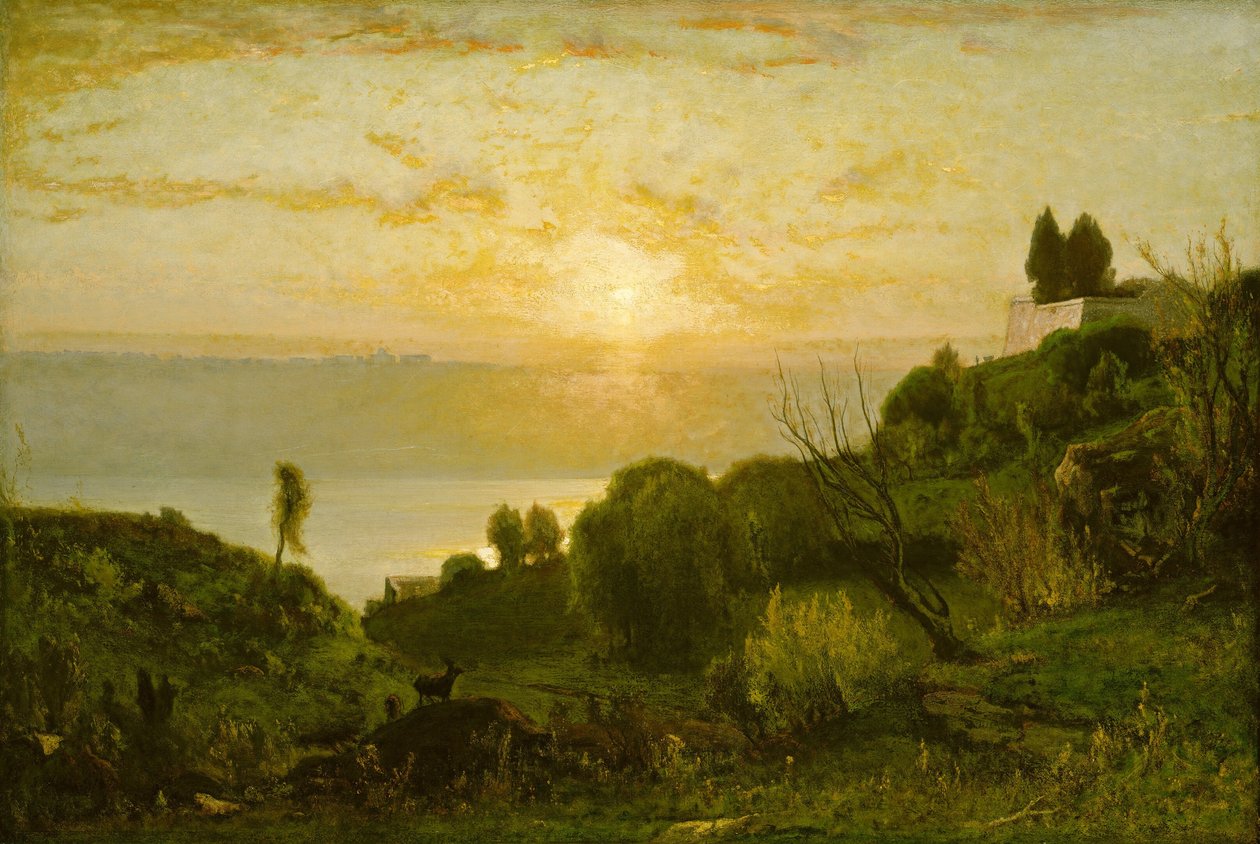 Jezero Albano, Západ slunce, c. 1874. od George Inness