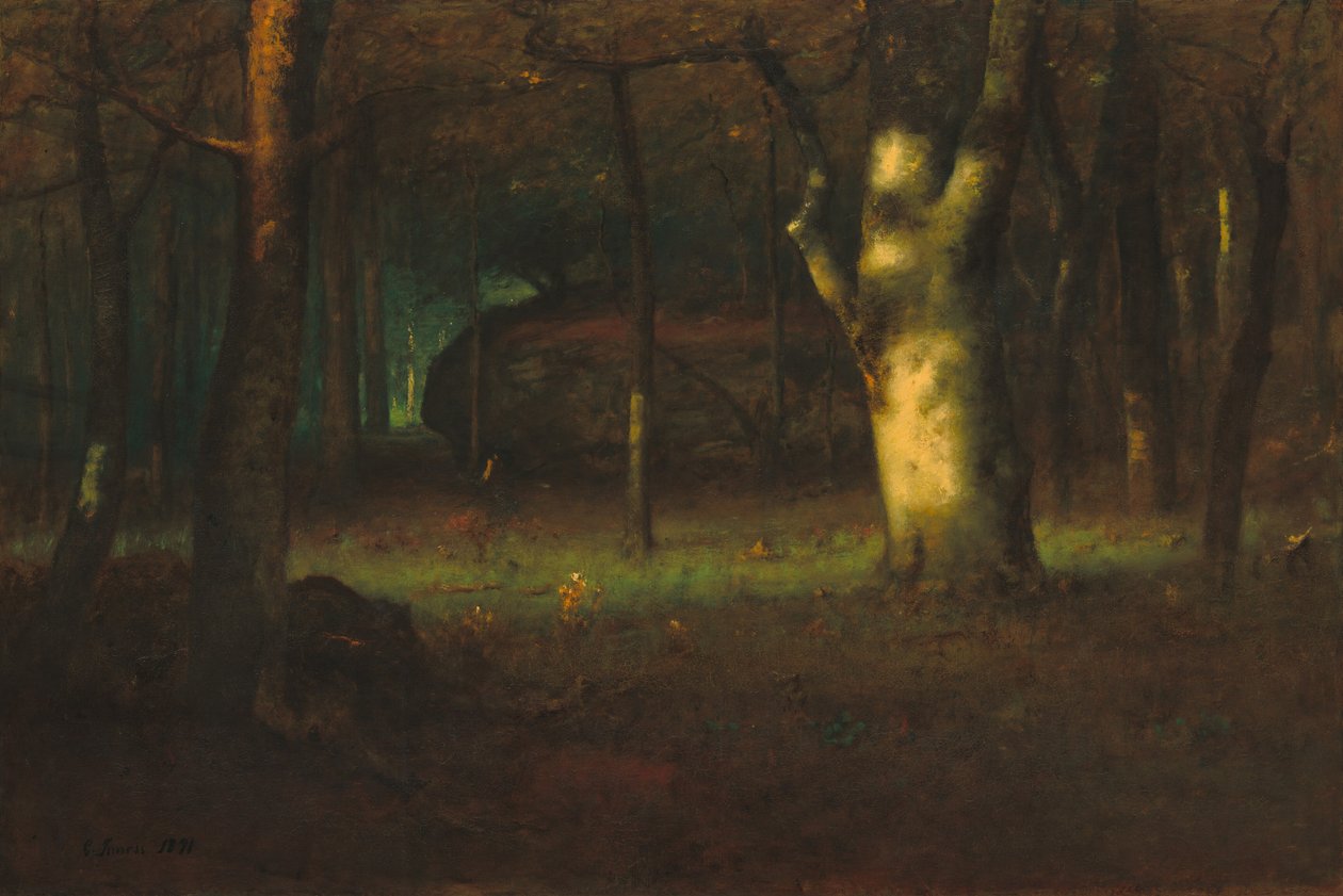 Západ slunce v lese od George Inness