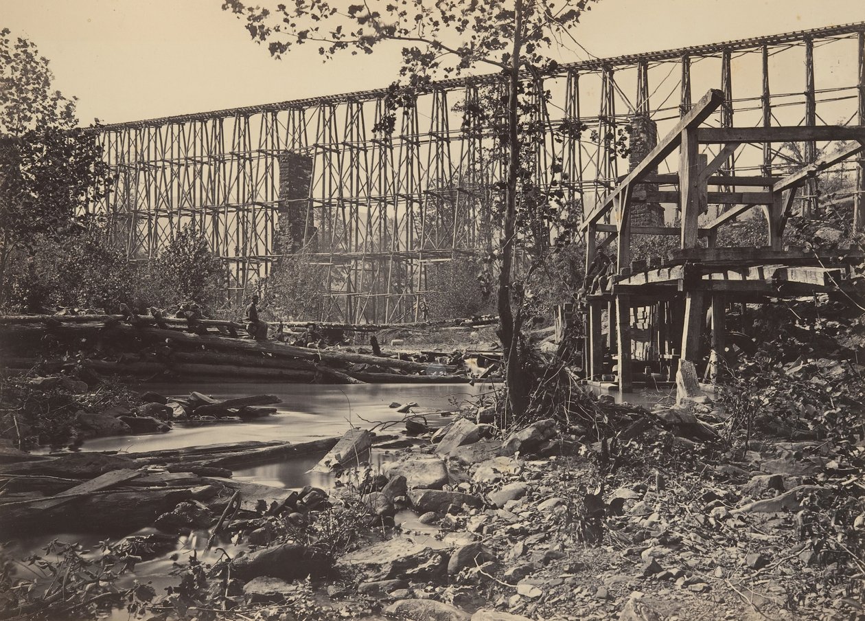 Trestle Bridge ve Whiteside, 60. léta 19. století. od George N. Barnard