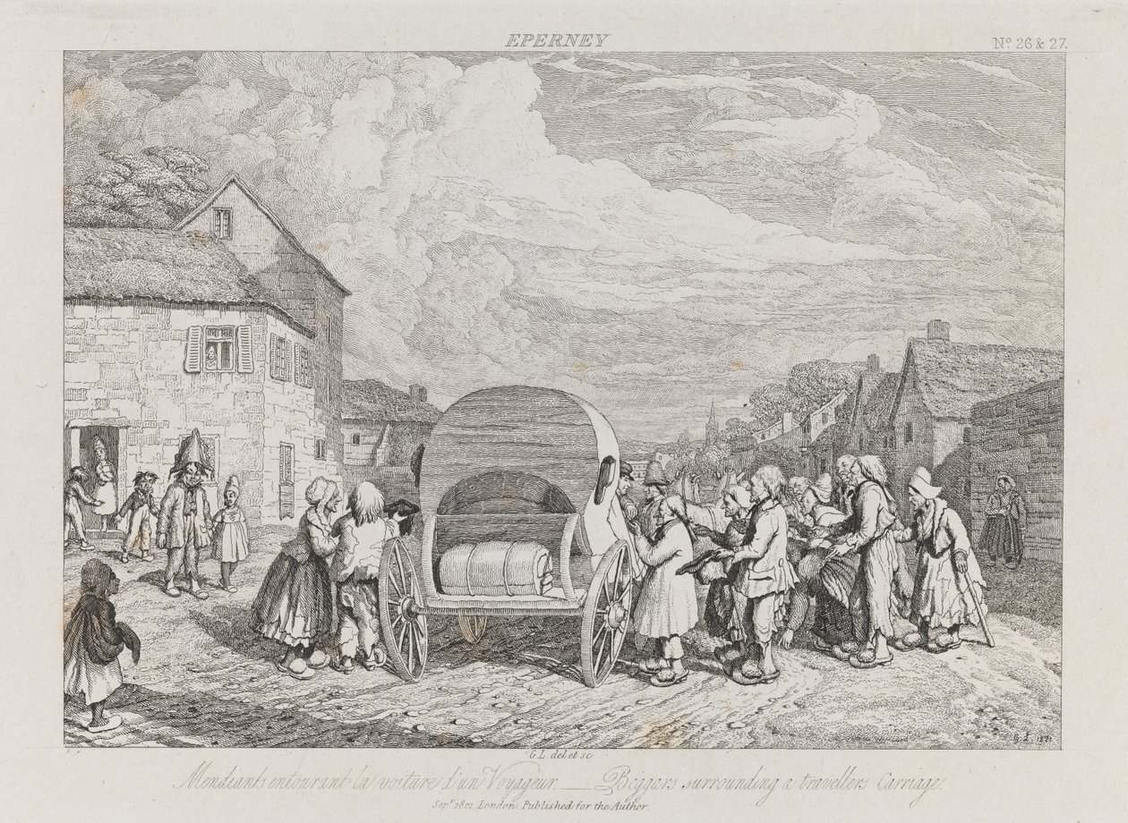 Žebráci, Eperney, kolem 1821 (lept) od George Robert Lewis
