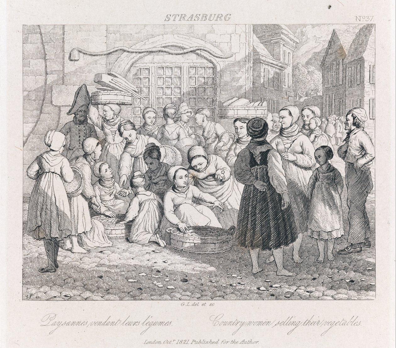Rolníci Selling, Štrasburk, kolem roku 1821 (lept) od George Robert Lewis