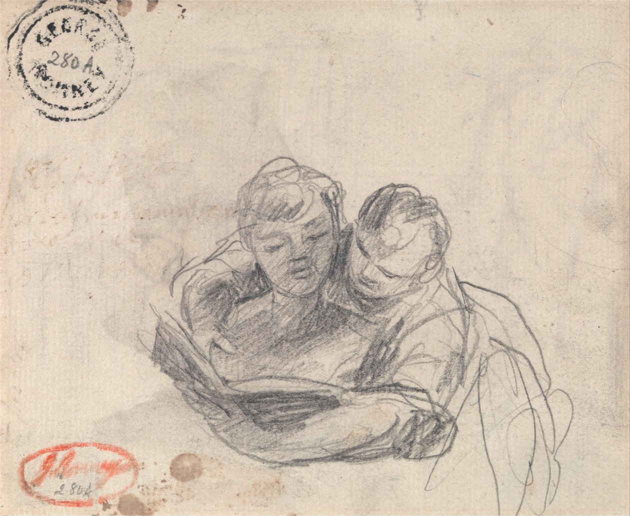 Pár čtoucí knihu od George Romney