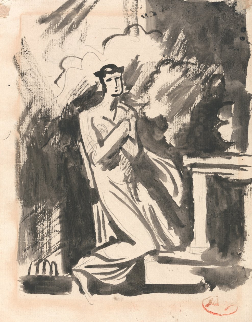 Ifigenie klečící nad oltářem od George Romney