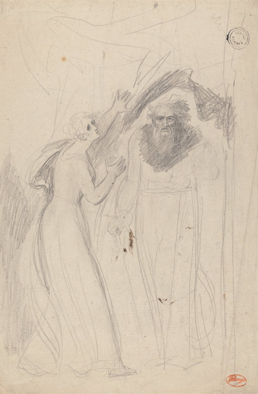 Dáma stojící u sloupu od George Romney
