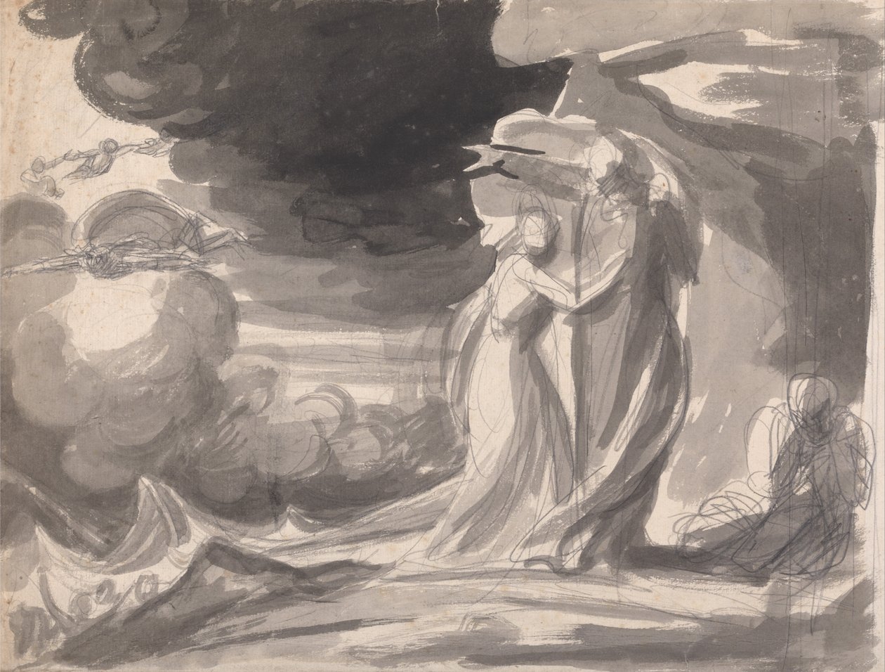 Miranda, Prospero a Kaliban: Bouře od George Romney