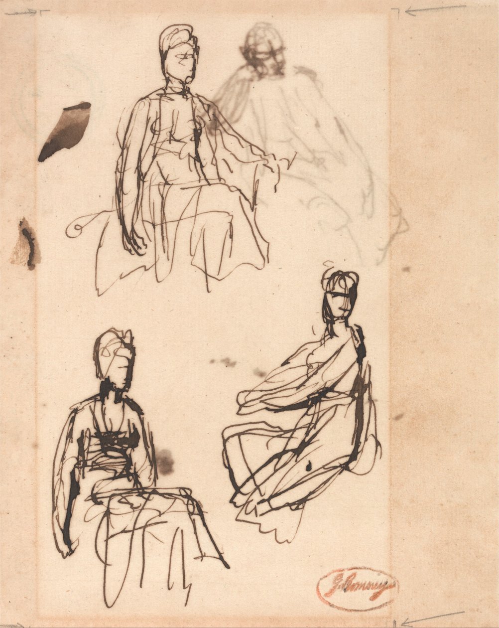 Sedící žena: Tři studie od George Romney
