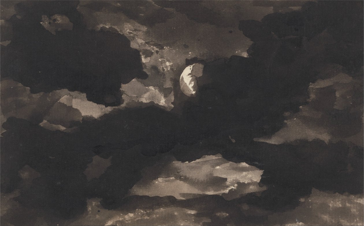 Studie zatažené měsíční oblohy od George Romney