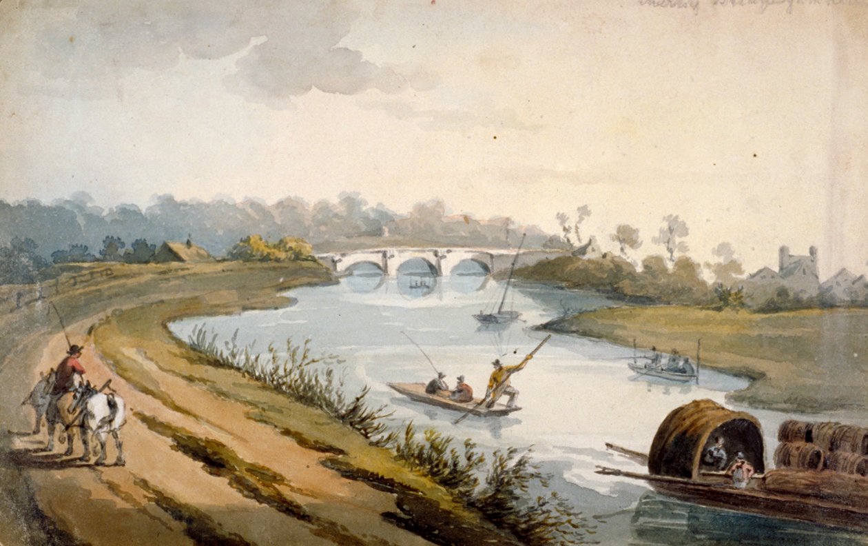 Řeka Temže poblíž Chertsey, Surrey, c1820 od George Shepheard