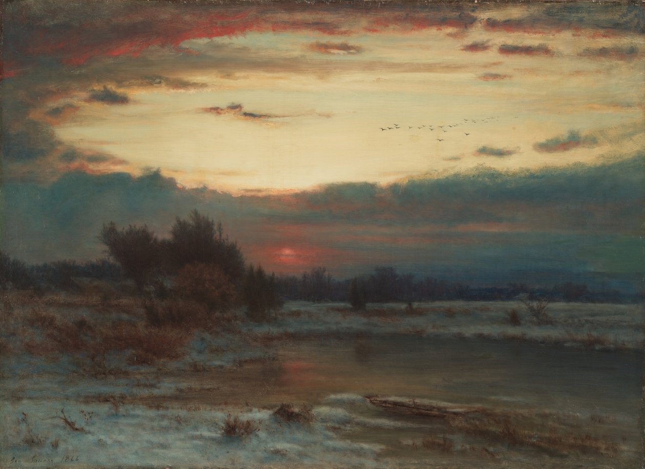 Zimní obloha od George Snr. Inness