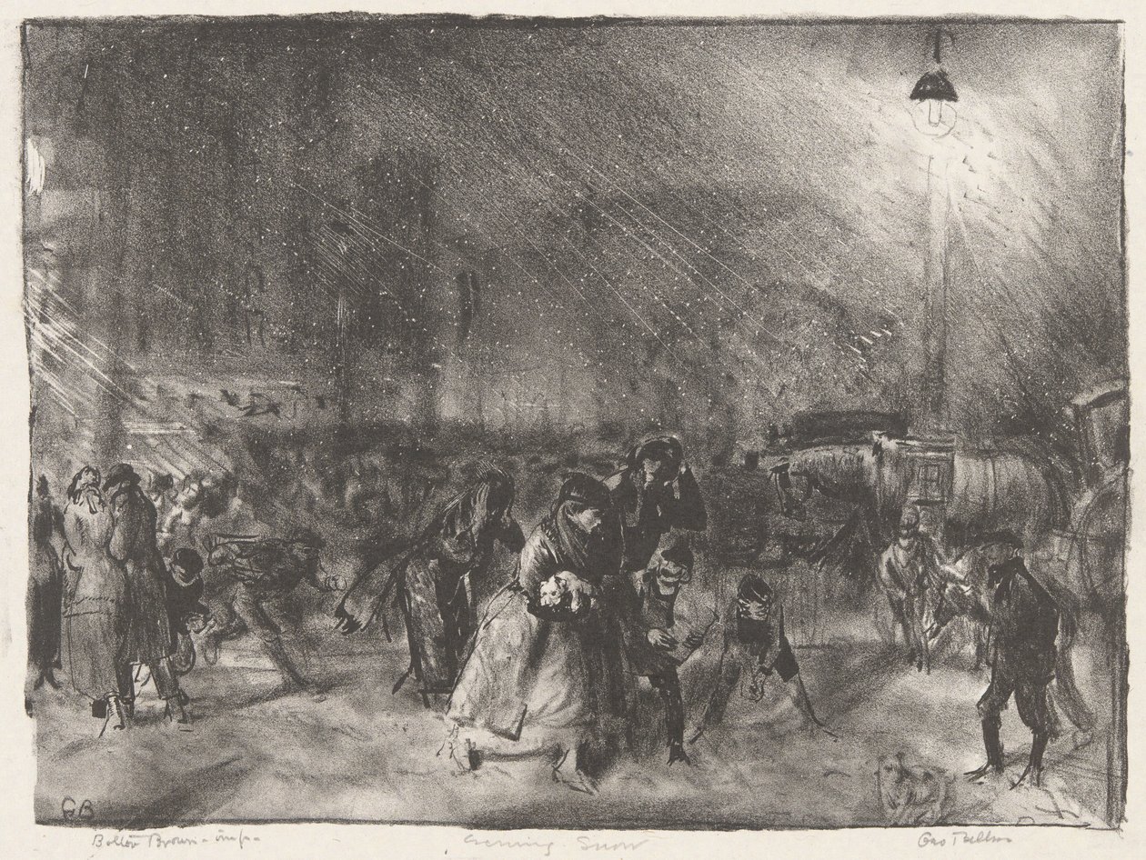 Večerní sníh od George Wesley Bellows