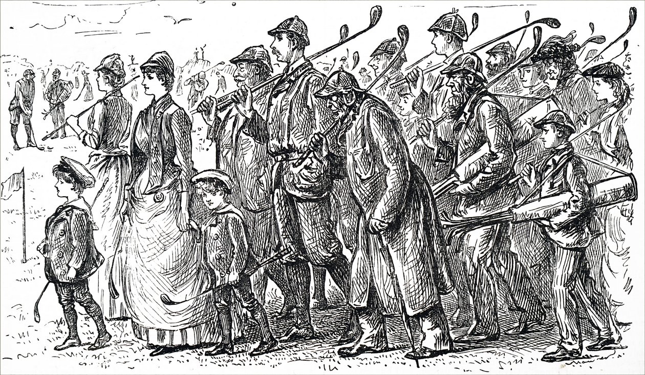 Rostoucí obliba golfu. od George du Maurier