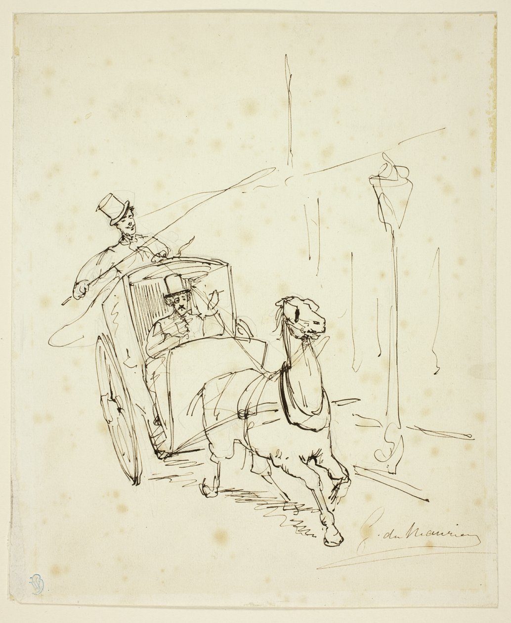 Whistler v kabině Hansom od George du Maurier