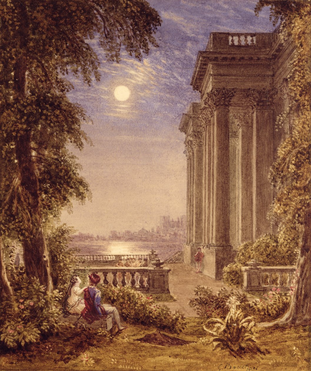 Lovers by Moonlight, 1831 od George the Younger Barret