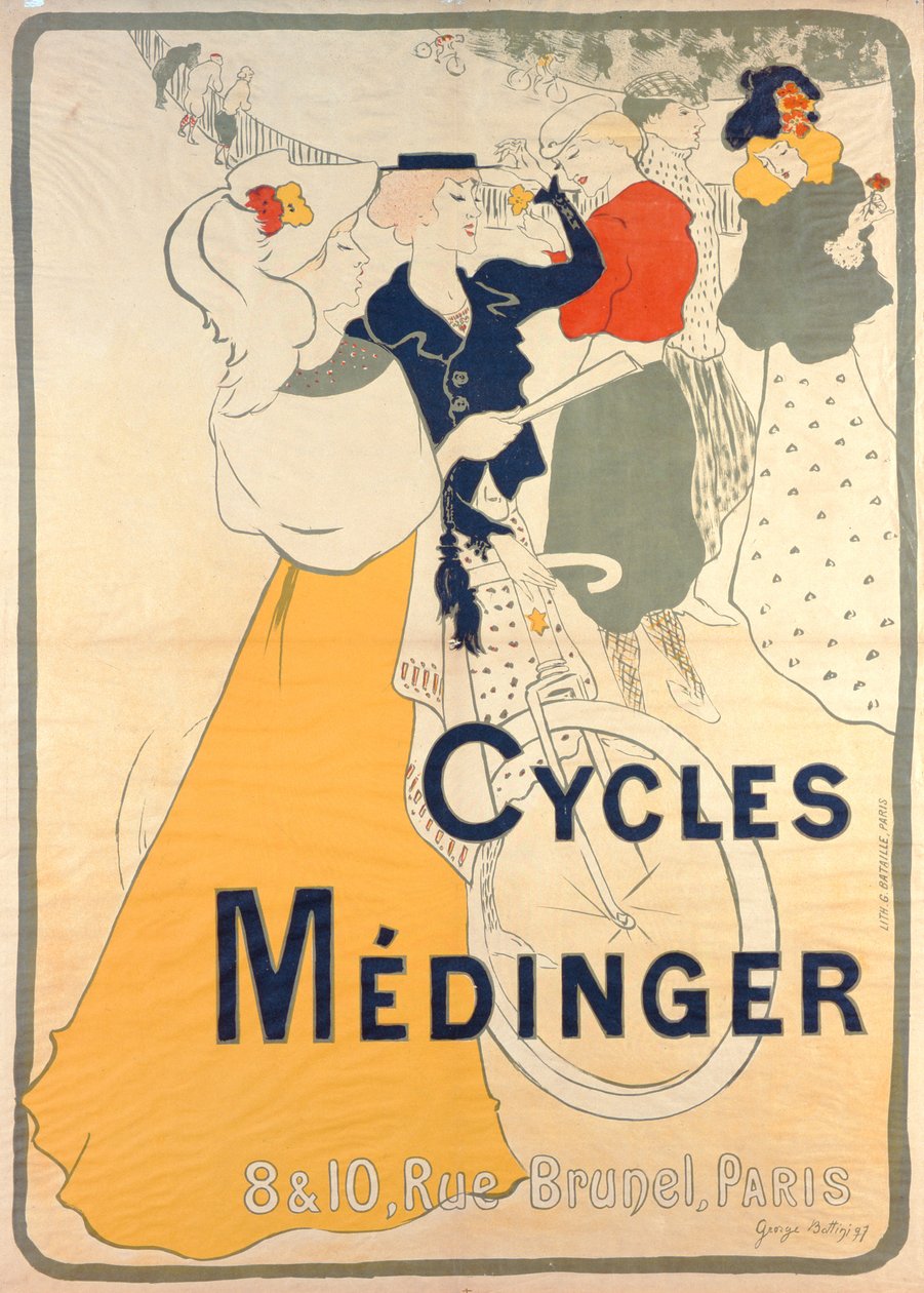 Reklamní plakát na jízdní kola Medinger, 1897 od Georges Bottini
