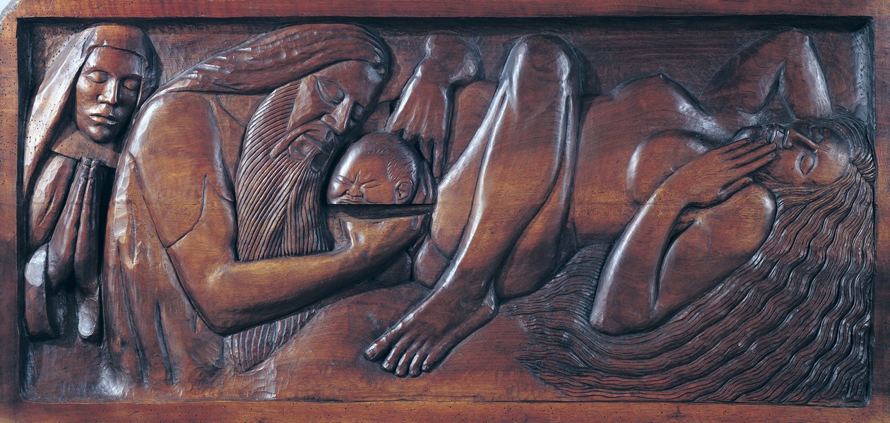 Narození, dřevěný panel postele, 1894 (dřevo) od Georges Lacombe
