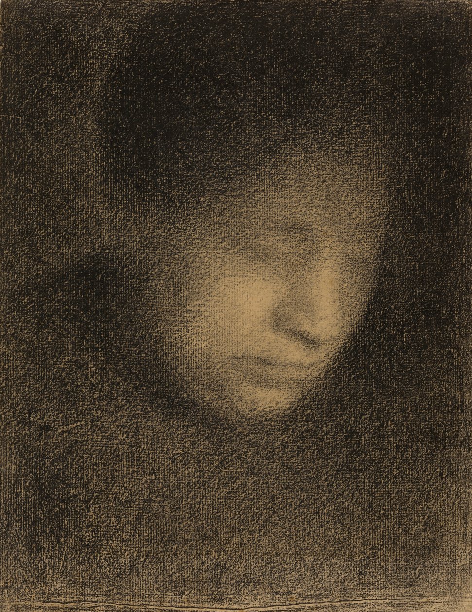 Madame Seurat, umělcova matka, asi 1882-3 (conte crayon na papíře Michallet) od Georges Seurat