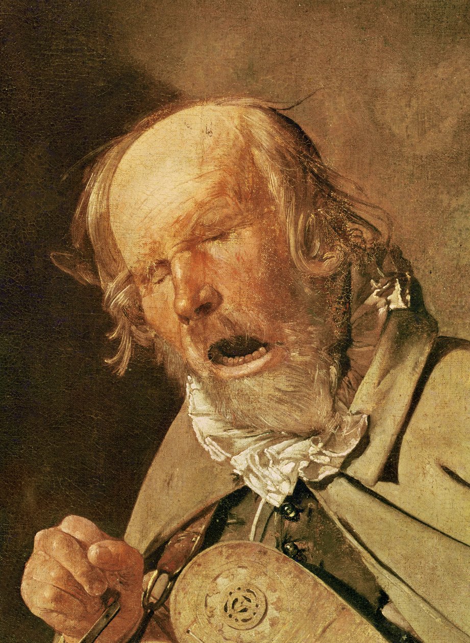 Hurdy-gurdy hráč, detail hlavy, c.1620-25 od Georges de La Tour